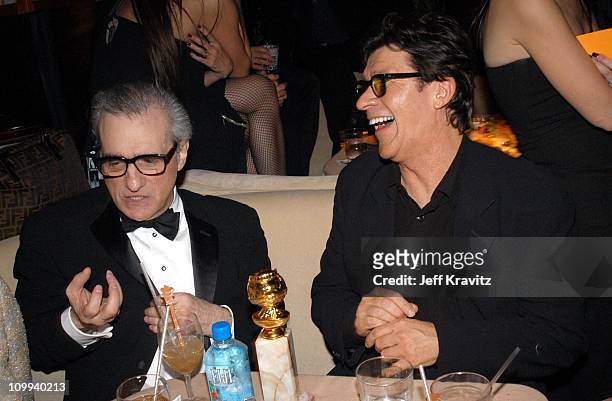 Martin Scorsese & Robbie Robertson during Miramax 2003 Golden Globes Party Sponsored by Glamour Magazine and Coors at Trader Vic's in Beverly Hills,...