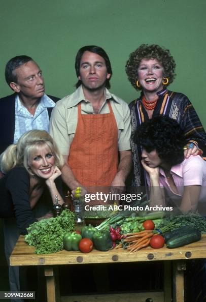 FOREGROUND:SUZANNE SOMERS;JOYCE DEWITT. BACKGROUND:NORMAN FELL;JOHN RITTER;AUDRA LINDLEY FOREGROUND:SUZANNE SOMERS;JOYCE DEWITT. BACKGROUND:NORMAN FELL;JOHN RITTER;AUDRA LINDLEY