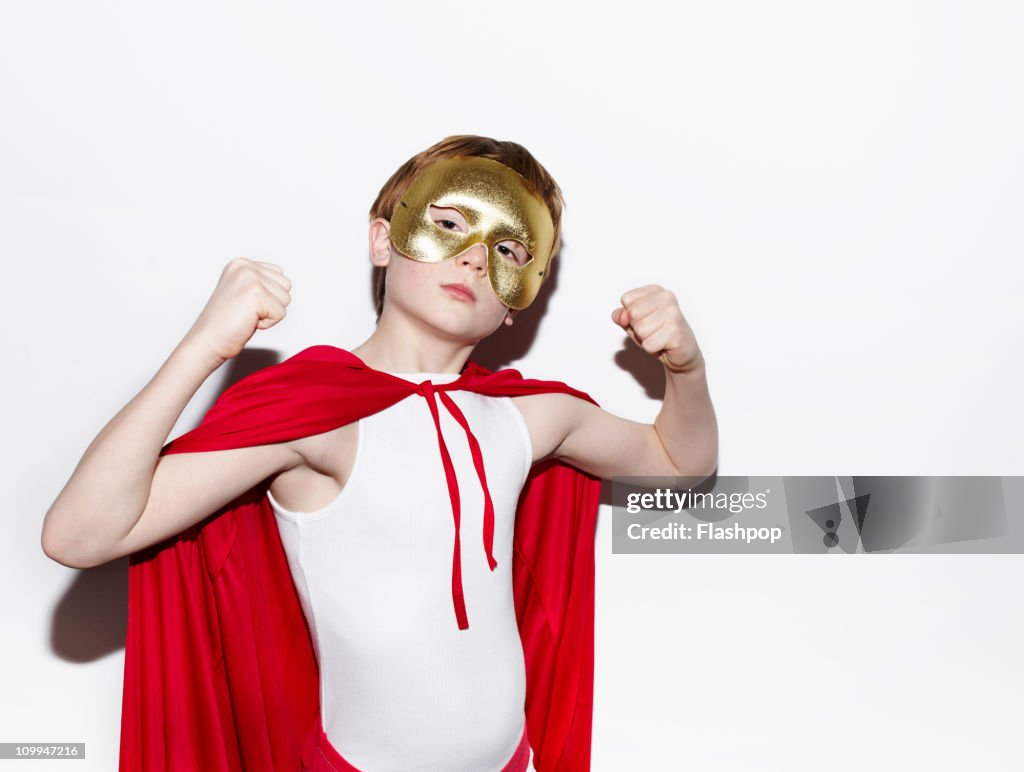 Boy dressed as a superhero