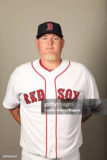 Bobby Jenks of the Boston Red Sox poses during Photo Day on February 20, 2011 at City of Palms Park in Fort Myers, Florida.