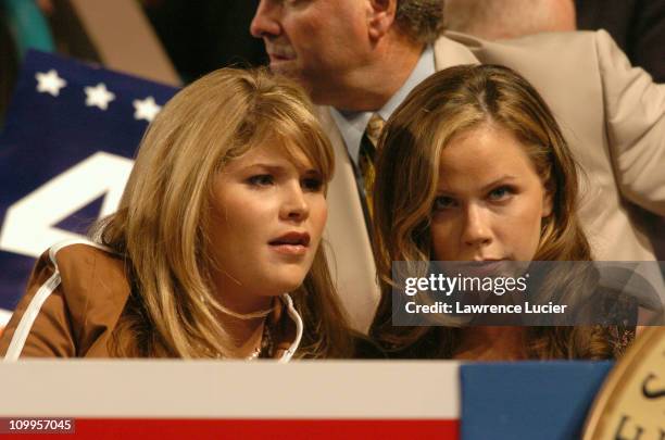 Jenna Bush and Barbara Bush during 2004 Republican National Convention - Day 2 - Inside at Madison Square Garden in New York City, New York, United...