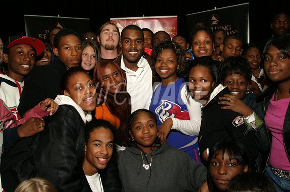 Kanye West and Students during...