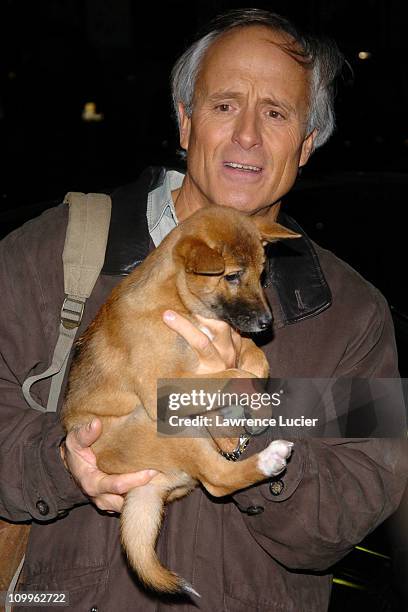 Jack Hanna and dingo puppy during Teri Polo Appears Outside Late Show with David Letterman at Ed Sullivan Theater in New York, New York, United...