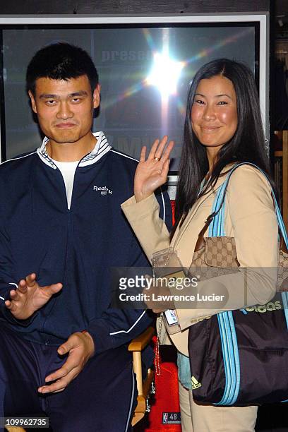 Yao Ming and Lisa Ling during Yao Ming Signs His New Book Yao: A Life in Two Worlds at NBA Store in New York City, New York, United States.