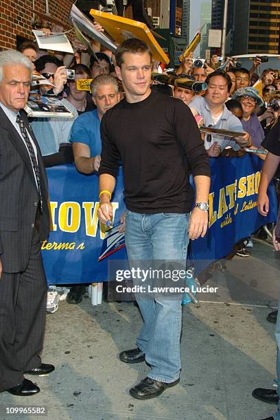 Matt Damon during Matt Damon and Brittany Murphy Arrive at The Late Show with David Letterman at Ed Sullivan Theater in New York City, New York,...