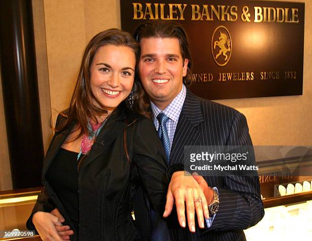 Vanessa Haydon, fiance and Donald Trump Jr. During Bailey Banks and Biddle Fine Jewelers Provides Diamond Engagement Ring for Donald Trump Jr.'s...