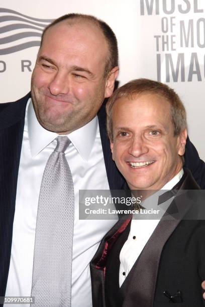 James Gandolfini and Ron Palillo during American Museum of the Moving Image Salute to John Travolta at Waldorf=Astoria in New York City, New York,...