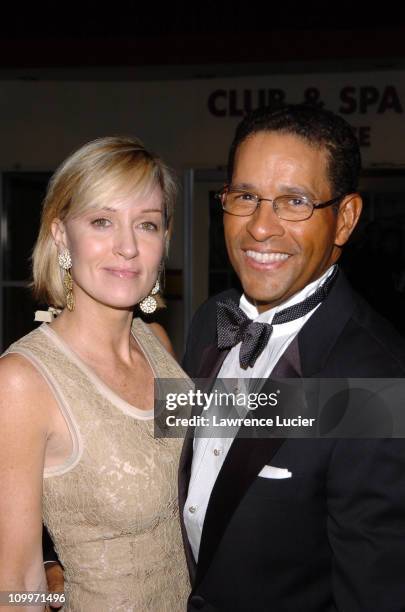 Hilary Quinlan and Bryant Gumbel during 11th Annual Arthur Ashe Institute for Urban Health Sportsball at Pier 60 in New York City, New York, United...