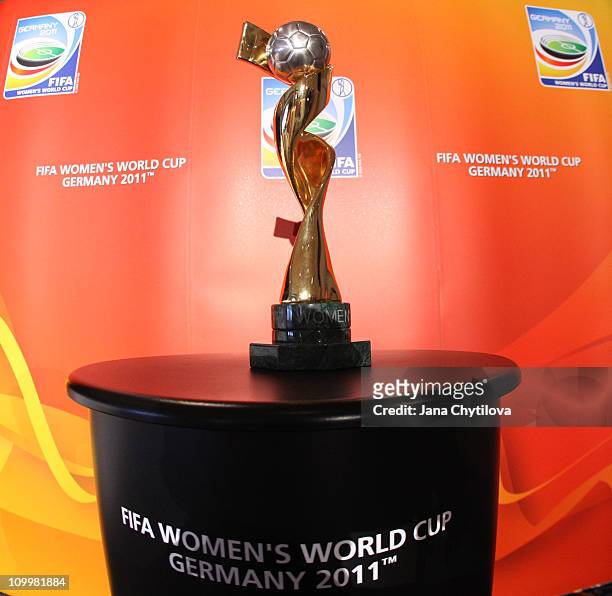 The Womens World cup trophy on display during the FIFA Women's World Cup Welcome Tour on March 11, 2011 in Ottawa, Ontario, Canada.