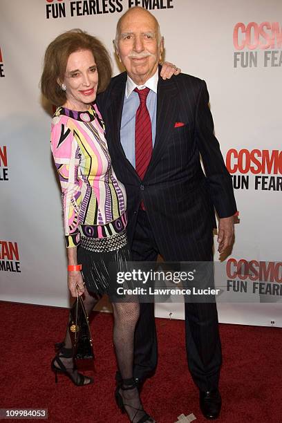 Helen Gurley Brown and John Brown during Cosmopolitan's 40th Birthday Bash at Skylight Studios in New York City, New York, United States.