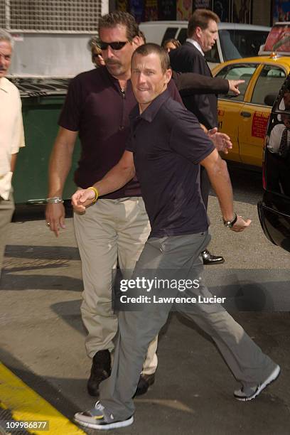 Lance Armstrong during Lance Armstrong Appears Outside The Late Show with David Letterman - August 1, 2005 at Ed Sullivan Theater in New York City,...