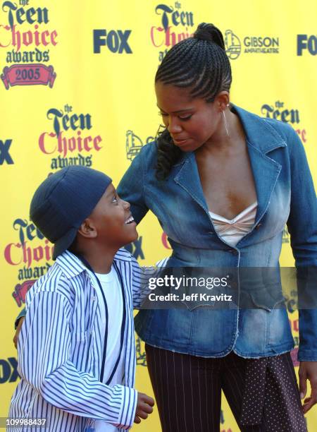 Regina King and Ian Alexander Jr during 2005 Teen Choice Awards - Arrivals at Gibson Amphitheater in Universal City, California, United States.