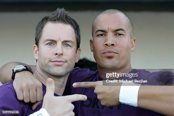 Michael Muhney and Coby Bell during DKNY Men's Underwear Celebrity Field Day at Skysport & Spa in Beverly Hills, California, United States.