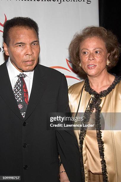 Muhammad Ali and Yolanda Williams during A Funny Thing Happened on the Way to Cure Parkinson's A Benefit Evening for The Michael J. Fox Foundation...