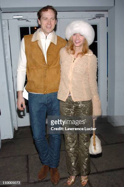 Charles Askegard and Candace Bushnell during Olympus Fashion Week Fall 2005 - Luca Luca - Front Row and Backstage at Bryant Park Tents in New York...