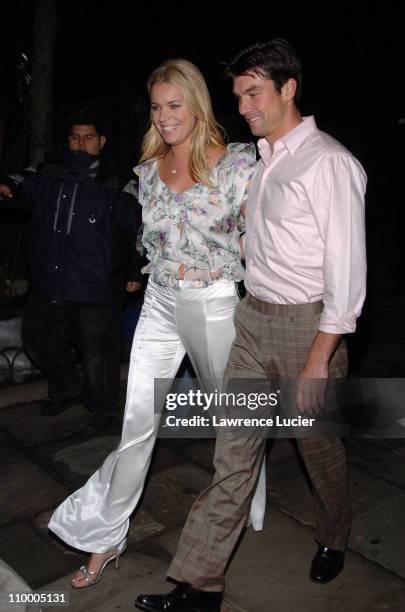 Rebecca Romijn and Jerry O'Connell during Olympus Fashion Week Fall 2005 - Luca Luca - Front Row and Backstage at Bryant Park Tents in New York City,...