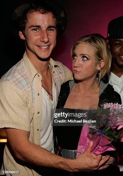 Actor Kelly Blatz and actress Brittany Snow pose at the Prom Night Realease Party with Cast and Crew on April 10, 2008 at the Whiskey Blue in Los...