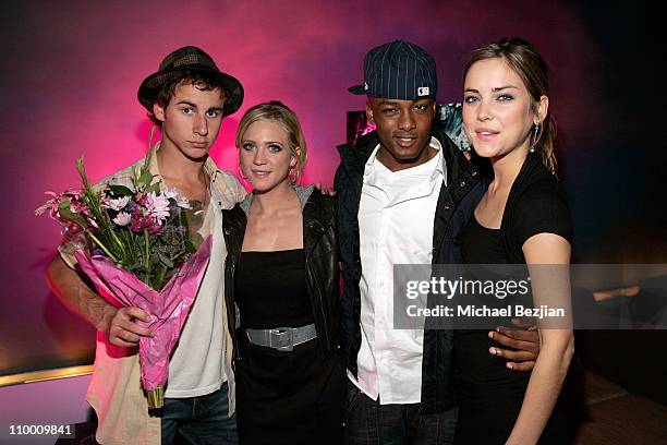 Actor Kelly Blatz, actress Brittany Snow, actor Collins Pennie and actress Jessica Stroup attend the Prom Night Realease Party with Cast and Crew on...