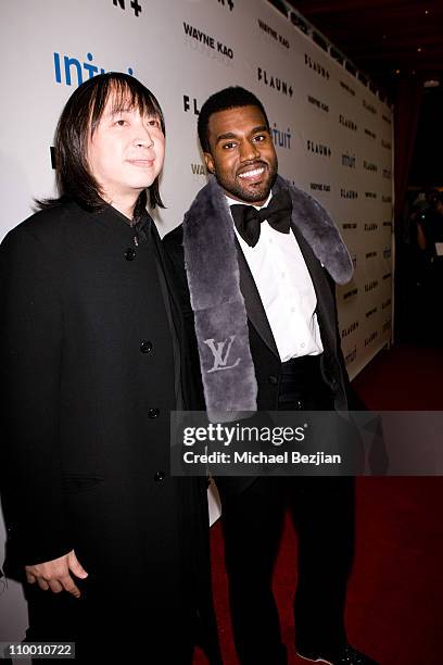 Wayne Kao and Kanye West arrive at Flaunt Magazine's 10th Anniversary Party and Annual Holiday Toy Drive at the Wayne Kao Mansion on December 18th,...