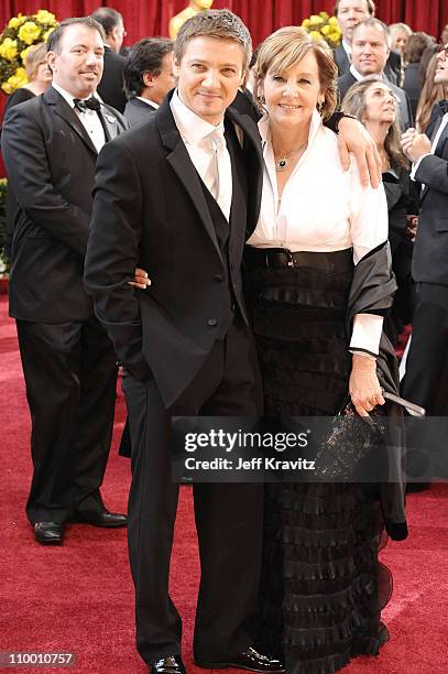 Actor Jeremy Renner and his mother Valerie Cearley arrive at the 82nd Annual Academy Awards held at the Kodak Theatre on March 7, 2010 in Hollywood,...