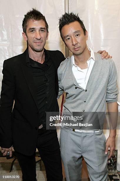 Davis Factor and designer Eric Kim at the Monarchy Collection Spring 2008 Fashion Show during the Mercedes Benz fashion week at Smashbox Studios on...