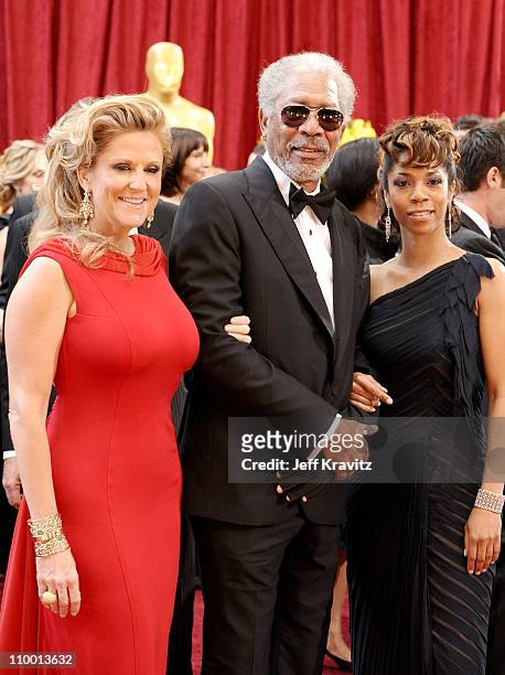 Producer Lori McCreary, actor Morgan Freeman and daughter Morgana Freeman arrive at the 82nd Annual Academy Awards held at the Kodak Theatre on March...