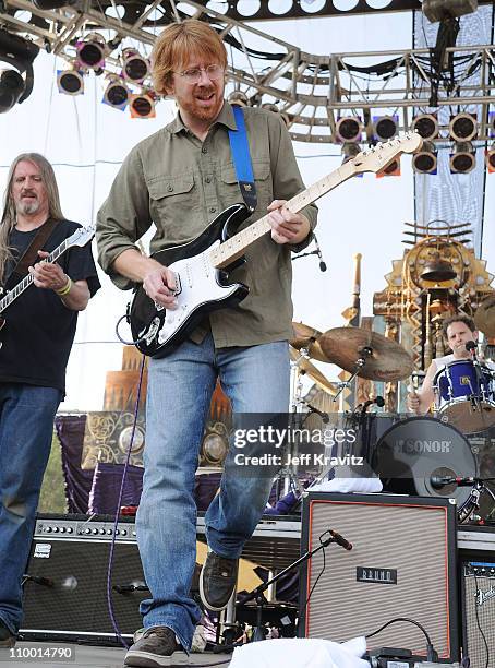 Trey Anastasio performs with Mike Gordon's band on the Ranch Sherwood Court Stage during the Rothbury Music Festival 08 on July 6, 2008 in Rothbury,...