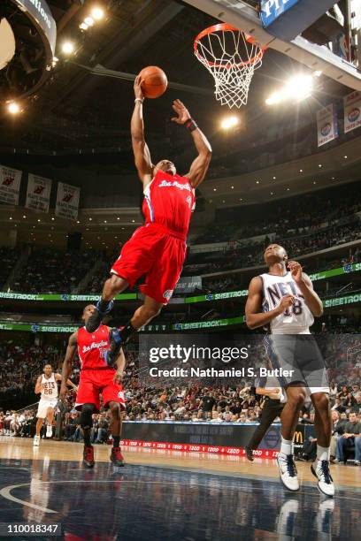 Randy Foye of the Los Angeles Clippers shoots against the New Jersey Nets on March 11, 2011 at Prudential Center in Newark, New Jersey. NOTE TO USER:...