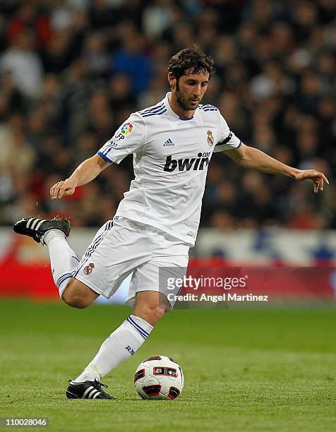 Esteban Granero of Real Madrid competes during the La Liga match between Real Madrid and Hercules at Estadio Santiago Bernabeu on March 12, 2011 in...