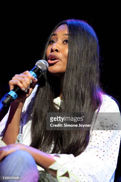 Singer VV Brown performs live on stage during the 'Baaba Maal: In Praise of The Female Voice' concert at the Royal Festival Hall on March 12, 2011 in...
