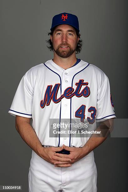 Dickey of the New York Mets poses during Photo Day on Thursday, February 24, 2011 at Tradition Field in Port St. Lucie, Florida.