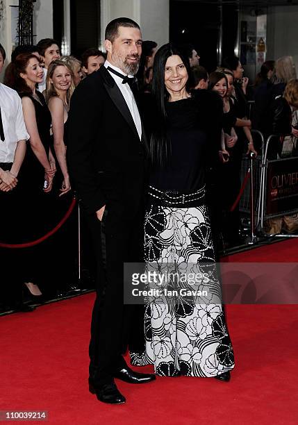 Actor Matthew Fox and wife Margherita Ronchi attend The Olivier Awards 2011 at Theatre Royal on March 13, 2011 in London, England.