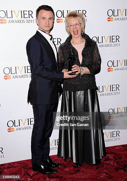 Sony's Daniel Hinchliffe and The Director of the Royal Opera House Elaine Padmore accept the award for Outstanding Achievment in Opera in the press...