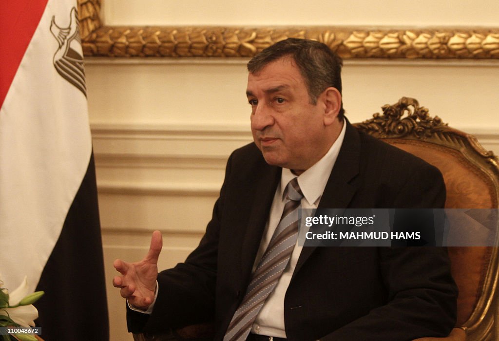 Egyptian Prime Minister Essam Sharaf speaks with EU foreign policy