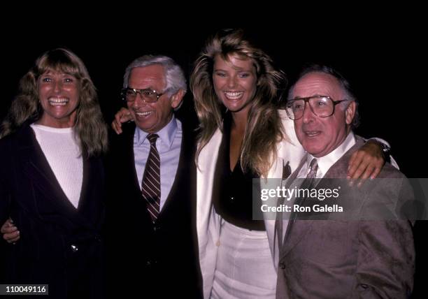 Marge Brinkley , Russ Togs, Inc. Executive Harvey Rosenzweig, model Christie Brinkley and father Don Brinkley attend the press luncheon to announce...