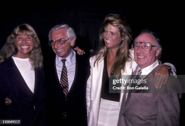 Marge Brinkley , Russ Togs, Inc. Executive Harvey Rosenzweig, model Christie Brinkley and father Don Brinkley attend the press luncheon to announce...