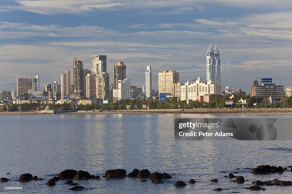 Mumbai skyline along Marine Drive, Mumbai, India