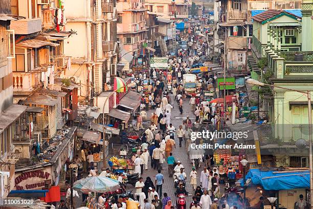 central bazaar district, mumbai, india - explosão demográfica imagens e fotografias de stock