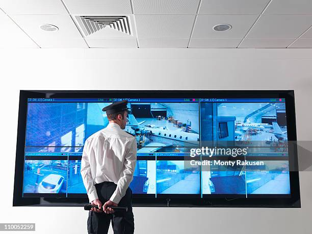 security guard in control room - security staff stock pictures, royalty-free photos & images