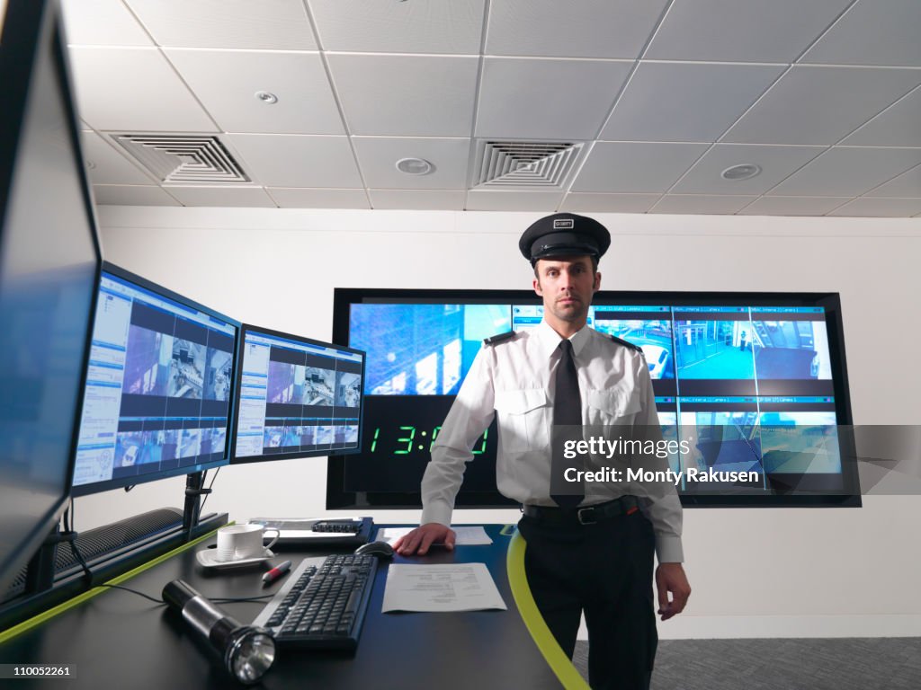 Security guard in control room