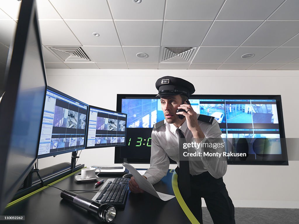 Security guard in control room