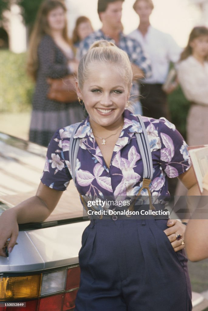 American actress Charlene Tilton on the set of the television soap