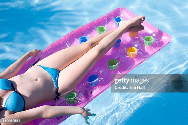 kids on holiday - young girl swimsuit stockfoto's en -beelden