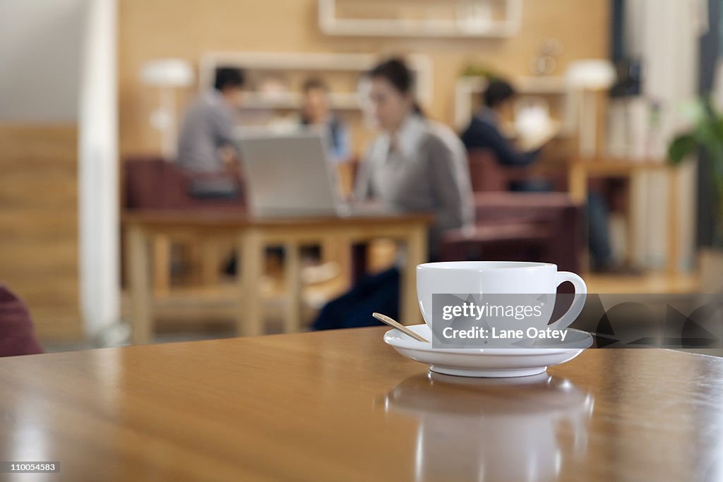 A coffee cup on a table
