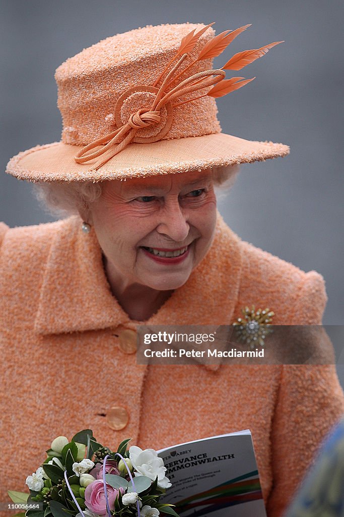 Queen Elizabeth II Attends Commonwealth Observance Service At Westminster Abbey