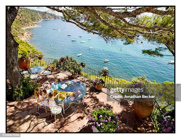 Baroness Carmen von Thyssen and daughters Guadalupe Sabina and Maria del Carmen are photographed at home for Vanity Fair - Spain on August 24, 2010...