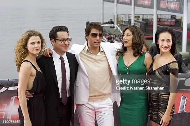 Keri Russell, JJ Abrams, director, Tom Cruise, Paula Wagner, producer and Maggie Q