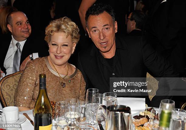Bette Midler and Bruce Springsteen attends a dinner for the 26th annual Rock and Roll Hall of Fame Induction Ceremony at The Waldorf=Astoria on March...