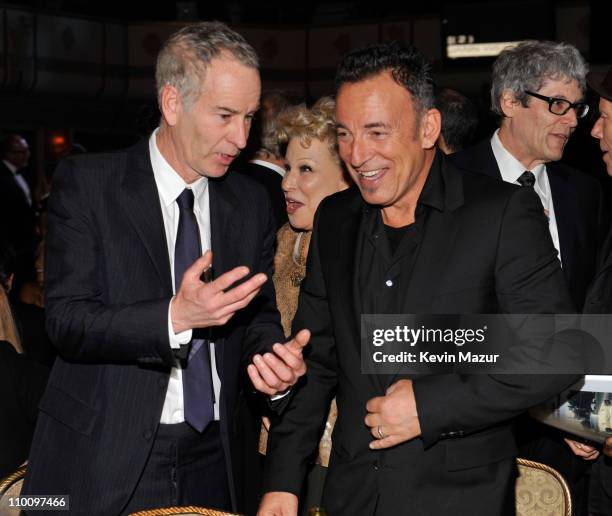 John McEnroe and Bruce Springsteen attends a dinner for the 26th annual Rock and Roll Hall of Fame Induction Ceremony at The Waldorf=Astoria on March...