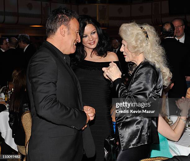 Bruce Springsteen, Catherine Zeta-Jones and Judy Collins attends a dinner for the 26th annual Rock and Roll Hall of Fame Induction Ceremony at The...